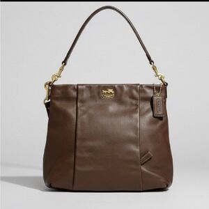 Coach Brown Pebbled Leather Hobo‎ Shoulder Bag Gold Horse Carriage Logo